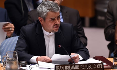 Gholamali Khoshroo speaks during a security council meeting after a vote on the Iran resolution at the UN headquarters in New York on 20 July 2015. 