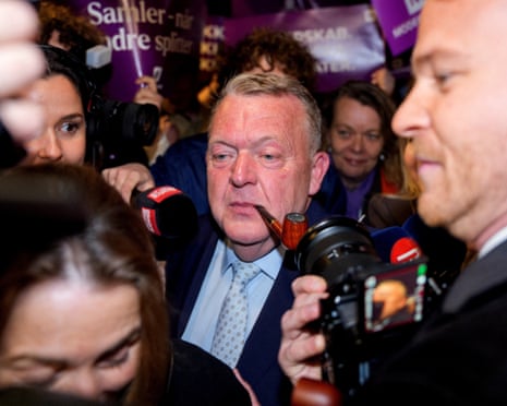 Party leader Lars Loekke Rasmussen arrives at the Moderates' election celebration for the 2026 parliamentary election at Pakhus 11 in Oesterbro, Copenhagen, Denmark.