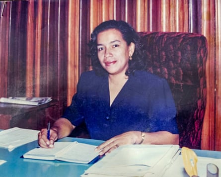 The then newly appointed minister of Amerindian Affairs, Ms. Carolyn Rodrigues in her office at the Office of the President” in 2001.