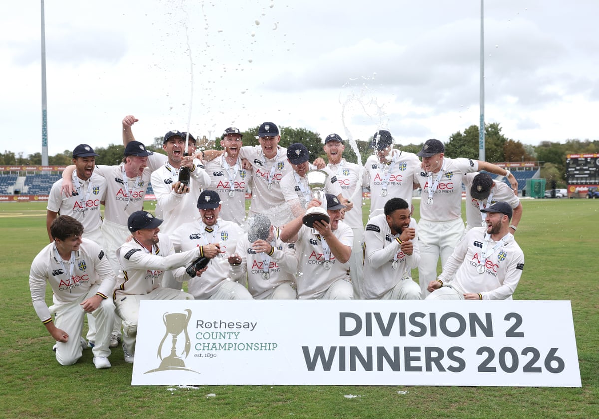 Ben Stokes and Durham celebrate winning Division Two of the County Championship