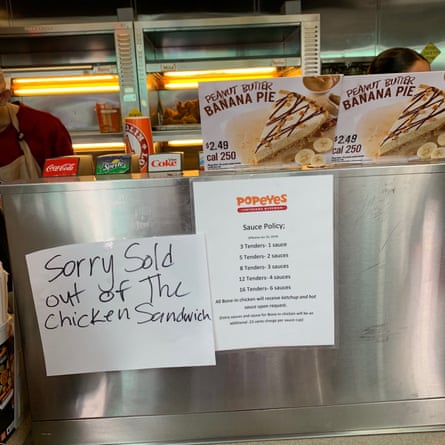 A sign at a Popeyes in Oakland announced the news: sold out.