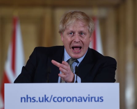 Boris Johnson speaking at a lectern in Downing Street