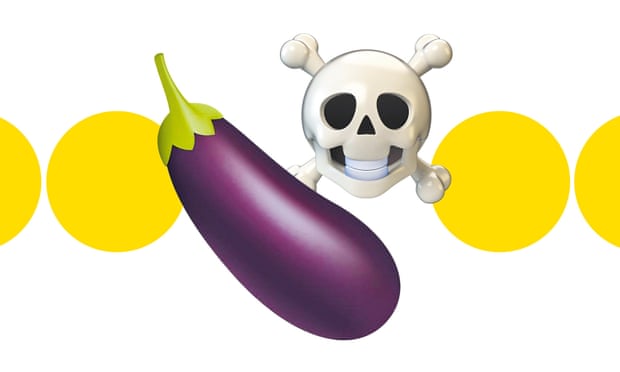 The aubergine and the skull, on a background of yellow circles