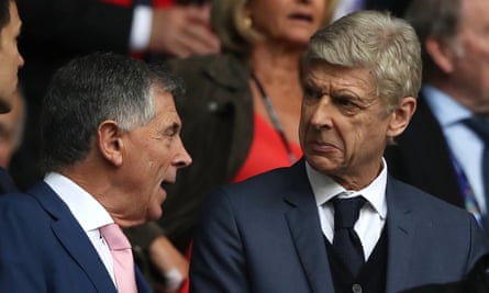 Arsène Wenger in conversation with David Dein, who brought him to Arsenal in 1996, at Euro 2016.