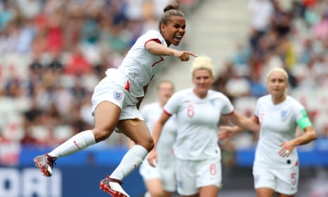 Nikita Parris of England celebrates after scoring her team’s first goal.