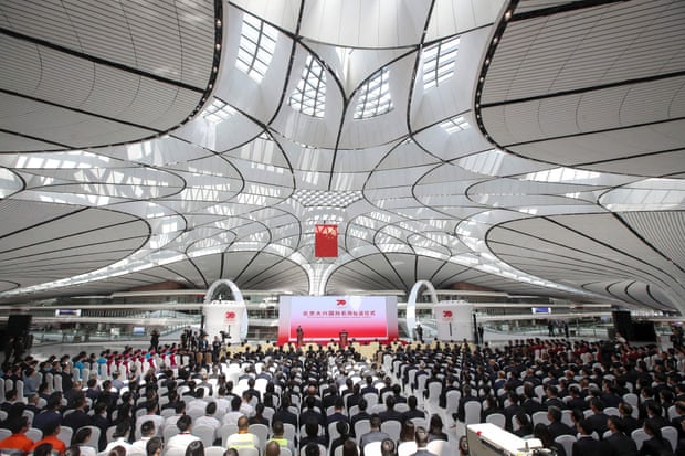 People attending the launch ceremony for the new Beijing Daxing international airport in Beijing.
