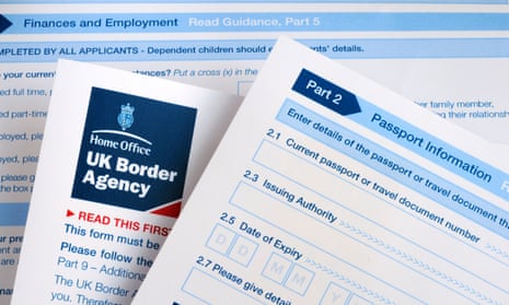 A UK Border Agency visa application form