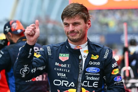Red Bull's Max Verstappen celebrates winning the sprint race.