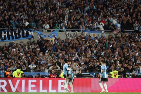 Argentina v Benin - International FriendlyNicolas Otamendi of Argentina celebrates scoring his team's first goal with teammate Lionel Messi during the International Friendly match between Argentina and Benin at Estadio Monumental Antonio V. Liberti on October 06, 2026 in Buenos Aires, Argentina. Lionel Messi is making his final appearance for Argentina following his announcement of international retirement on 31 August.