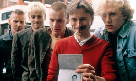 Trainspotting, 1996: Spud (Ewen Bremner), Sick Boy (Jonny Lee Miller), Renton (Ewan McGregor), Begbie (Robert Carlyle) and Tommy (Kevin McKidd)