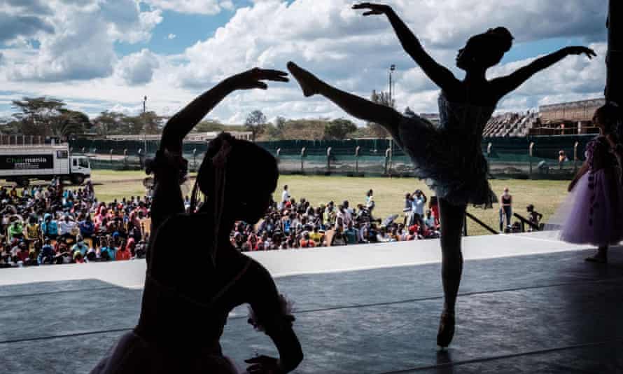 Members of Dance Centre Kenya perform during a dress rehearsal of ‘Nutcracker’, a ballet primarily performed during the Christmas period, in front of about 1000 children invited from Kibera slum in Nairobi