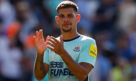 Bruno Guimãraes applauds the Newcastle fans after last weekend's 0-0 draw against Brighton