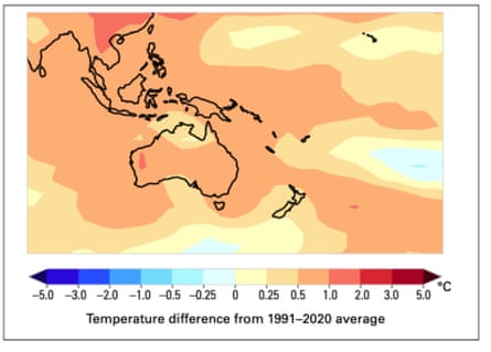 Map showing temperature differences from 1991-2020