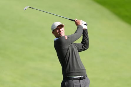 Adam Scott on the 7th fairway on day two at Wentworth