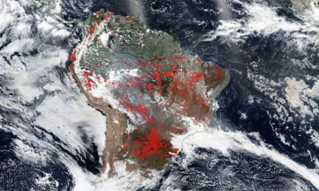 Wildfires in the South America including the Amazon rainforest of Brazil on 20 August.