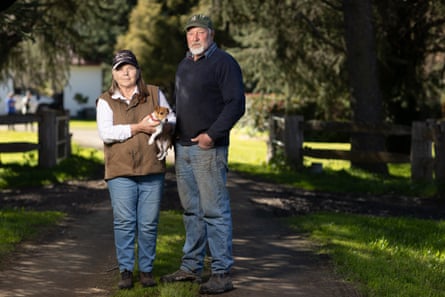 Landowners Harry and Jan Lucas on their farm at Killimicat, north of Tumut, NSW.