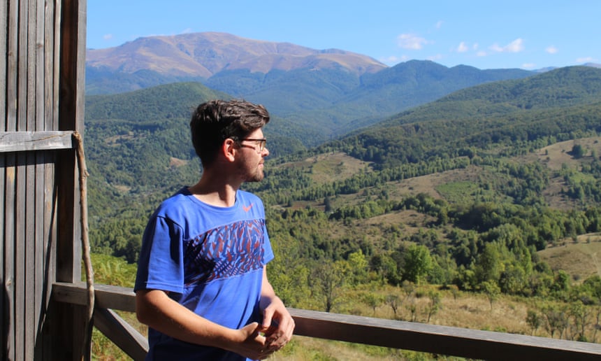 Stuart Kenny takes in the view from a wildlife observatory. Photograph: Stuart Kenny