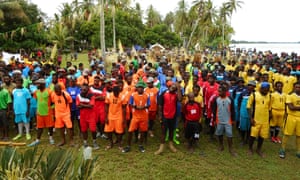 Locals protest against the proposed mine project at the Sepik river in Papua New Guinea