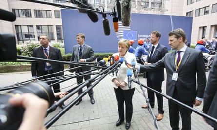 Angela Merkel before the EU Brexit summit in Brussels.