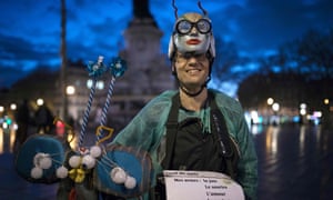 Michel, an artist who hopes to be a candidate in the 2017 French presidential elections, joins the protesters in Paris.