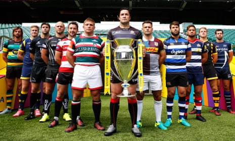 The captains of the twelve Premiership clubs pose ahead of the start of the 2016-17 season. Come the end of the season, just two of these clubs had made a profit.