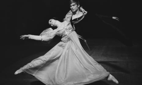 Lynn Seymour as Ophelia and Rudolf Nureyev as Hamlet during rehearsals for Robert Helpmann's ballet Hamlet at the Royal Opera House, 1964. 