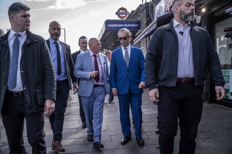 Nigel Farage on a walkabout with reform candidates