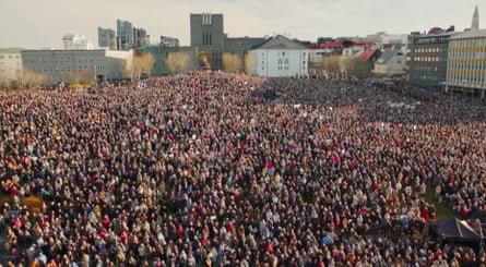 Thousands of demonstrators in Reykjavík, Iceland, on 24 October 2023.