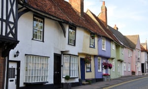 Colourful period cottages, Castle Street, Saffron Walden, Essex
