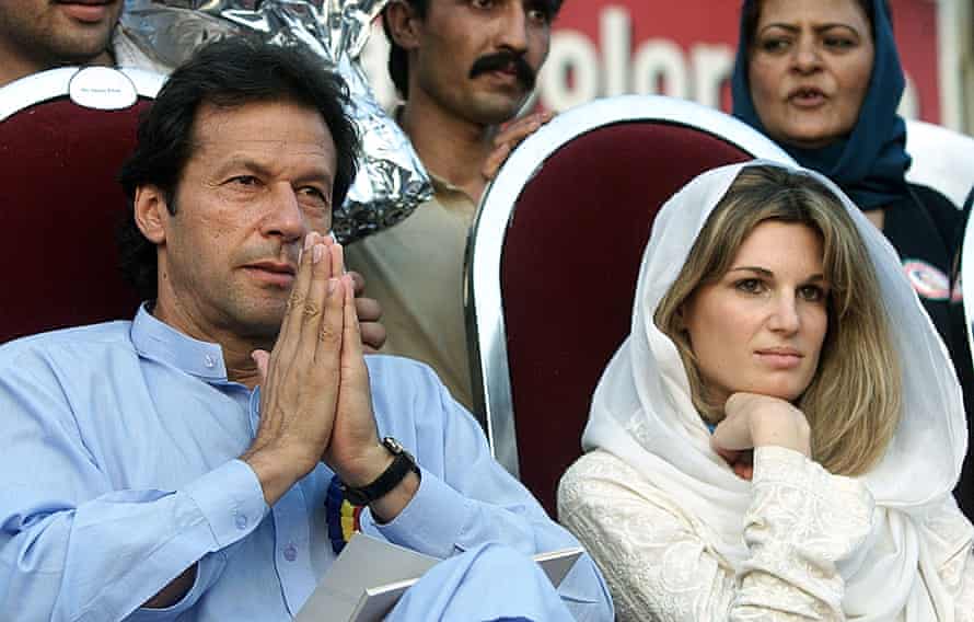 Imran Khan with his former Jemima's wife during his party elections campaign in Islamabad in 2002.