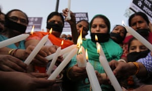 Indian women protest to bring attention to the rape of women and girls in India.