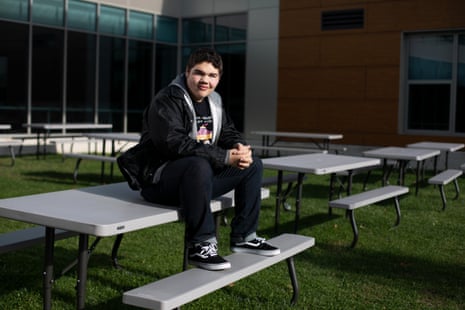 Aaron Cullity, 15, poses for a portrait outside of Holbrook Middle-High School on November 10, 2019, in Holbrook, Massachusetts. Aaron works with a youth led movement to ban E-cigarettes and vaping among young people in Massachusetts