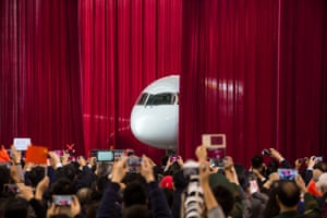 A C919 home craft is rolled retired from the wide assembly works successful Pudong, Shanghai, November 2015