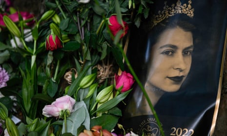 Portrait of Queen Elizabeth II with flowers
