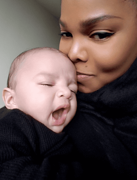 Janet Jackson, 50, with her son Eissa in January.