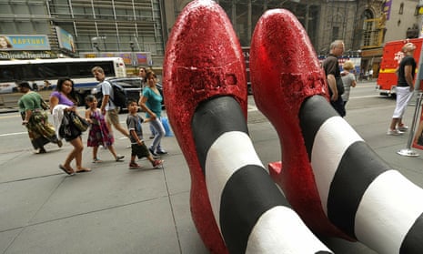A pair of 6-foot-tall ruby red slippers