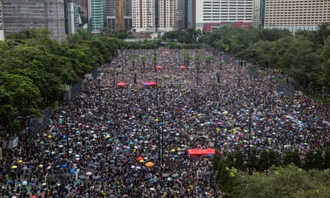Protesters gather for a rally in Victoria Park in Hong Kong in August 2019.