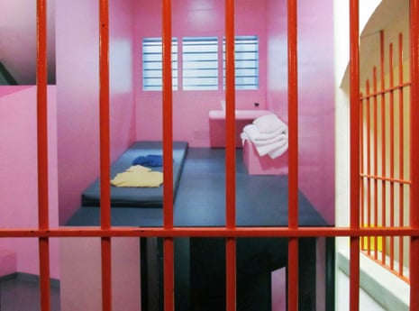 Angelique Stehli: Pink Cells, 2013/2017, installed behind bars in the town’s former prison