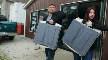 Harri Hursti and Maggie MacAlpine carry voting machines they purchased in Kill Chain