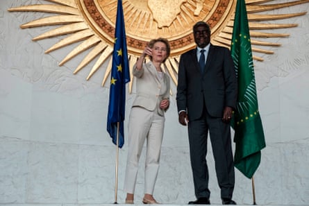 EC president Ursula von der Leyen with the chair of the African Union, Moussa Faki Mahamat, in Addis Ababa, 7 December 2019.