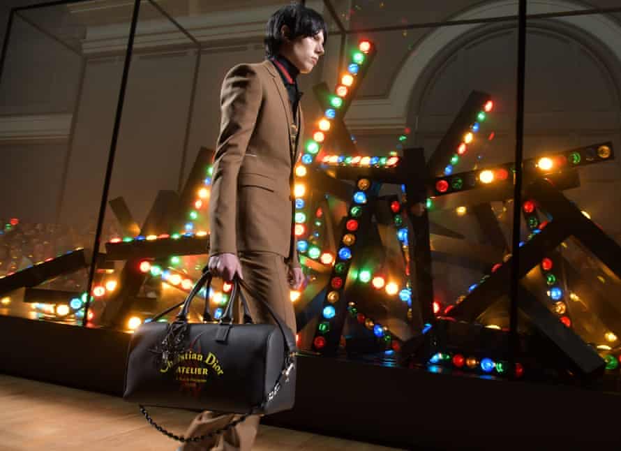 Model on the catwalk during the Dior Homme show, Paris