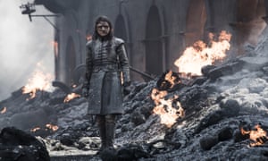 Unleashing hell ... Arya surveys the charred ruins of King’s Landing.