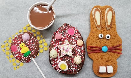 Hop along: younger children can decorate an Easter treats at a workshop in Trehafod, Wales