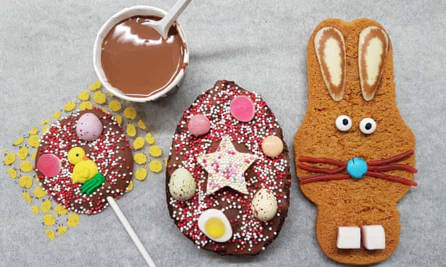 Hop along: younger children can decorate an Easter treats at a workshop in Trehafod, Wales