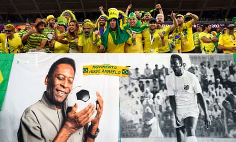 Brazil fans in the stands at Stadium 974 are rooting for Pele too.