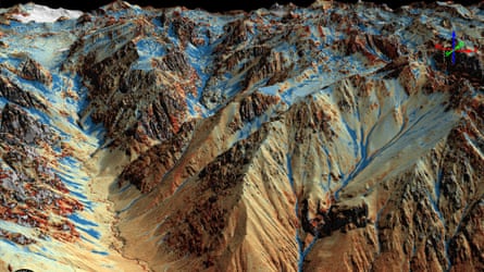 A Lidar scan of snow on a mountain.