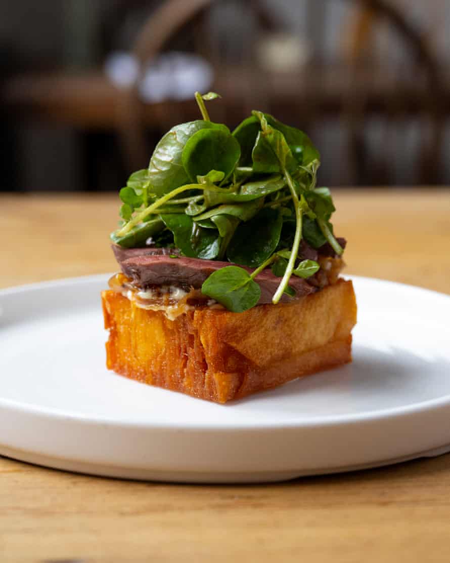 ‘Dainty pieces’: ox heart and confit potatoes.