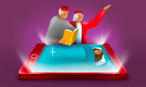 Children and grandparents separated at Christmas? 5 methods to share the magic | Preserve connecting 2 Illustration of grandparents reading to child in bed