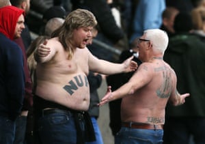 Newcastle United fans party on during their cup tie with Rochdale.