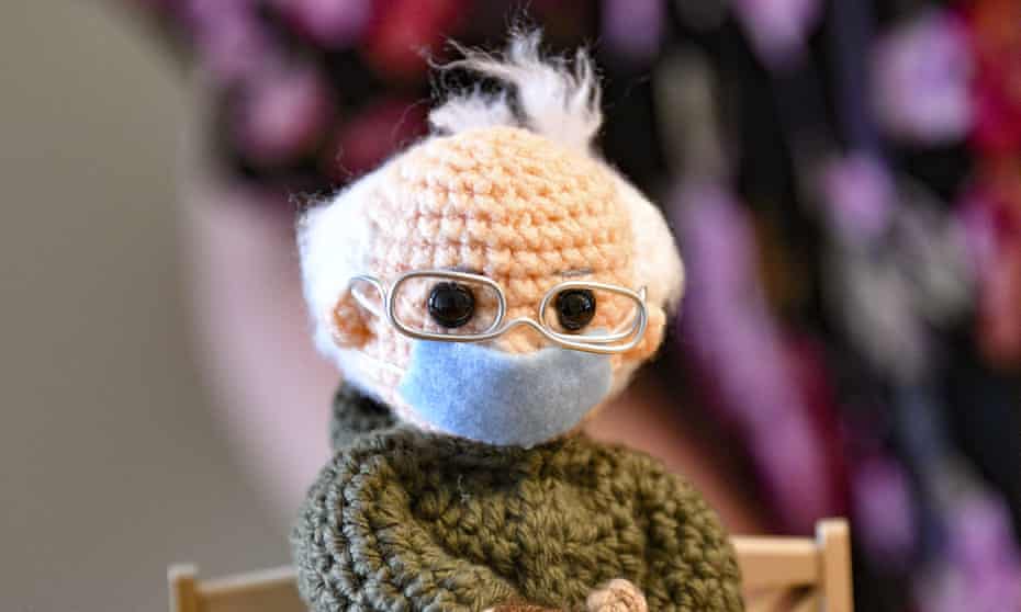 The crochet Bernie Sanders doll made by Tobey King, of Corpus Christi, Texas.